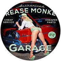 foemxien grease monkey xl pinup girl jpgtin sign wall retro metal bar pub poster metal 11 8 diameter