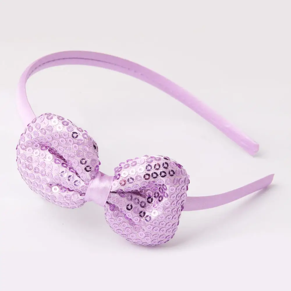 Light purple Meimile резинки для волос для девочек, банты, Детские аксессуары для волос для принцессы, повязка на голову с блестками для девочек, подарки на день рождения - Цвет: Light purple