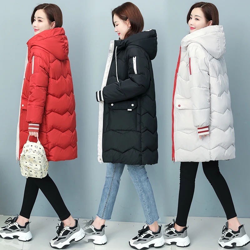 7 Colors Women Long Hooded Quilted Coat Winter Bubble Jackets Plus Size Puffer Down Warm Parkas Korean Casual Overcoat Female