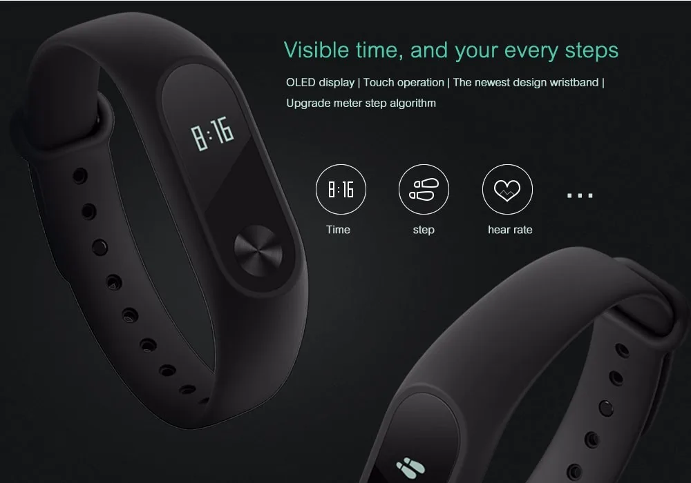 Xiaomi Mi Band 2 Смарт-браслет, фитнес-Xiaomi Mi, фитнес-браслет, отслеживатель шагомер, водонепроницаемые Смарт-часы