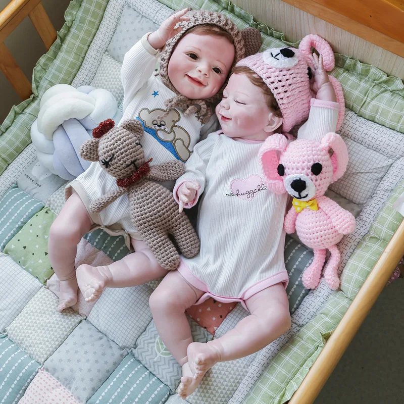 

55CM Reborn Doll 22Inch 0-3 Months Baby Twins Newborn Playmate Soothing Kids Toys Christmas Gifts Photography Props