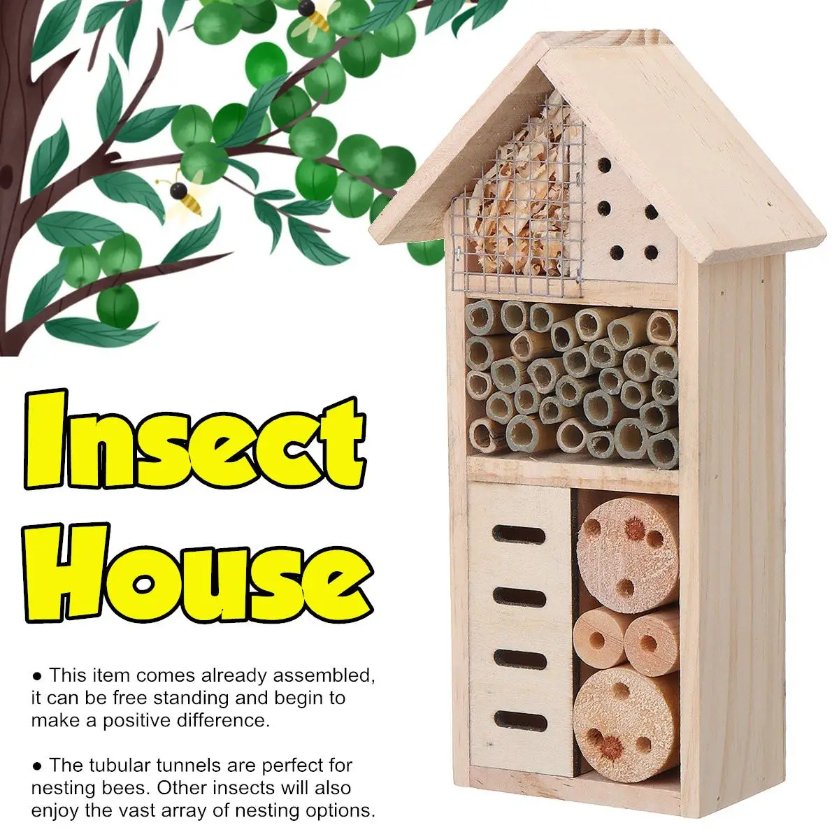 

Beehouse Honey Tools Insect Bee House Wooden Insect Bee House Wood Bug Room Hotel Shelter Nests Box Bee House Garden Decoration
