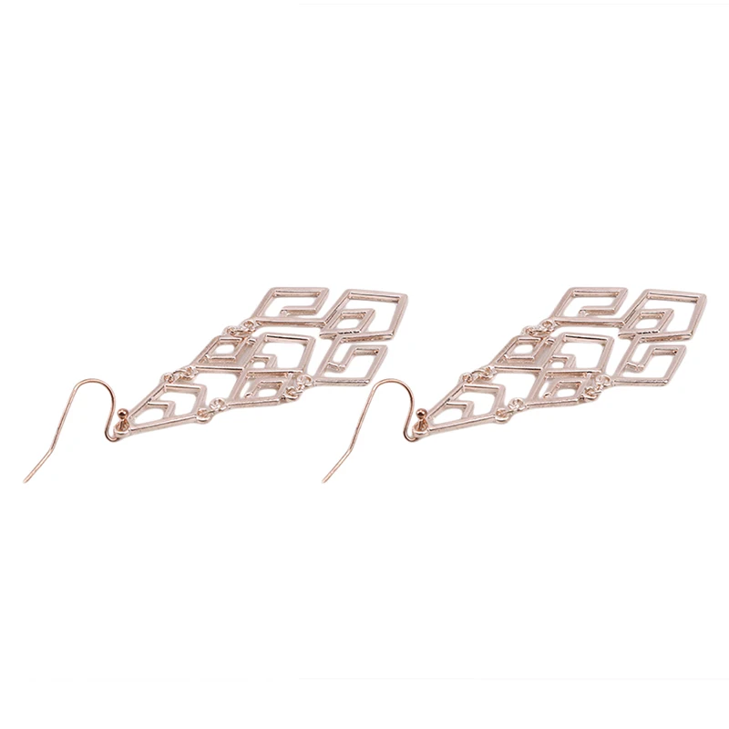 Модные полые золотые геометрические висячие серьги в форме цветка ювелирные