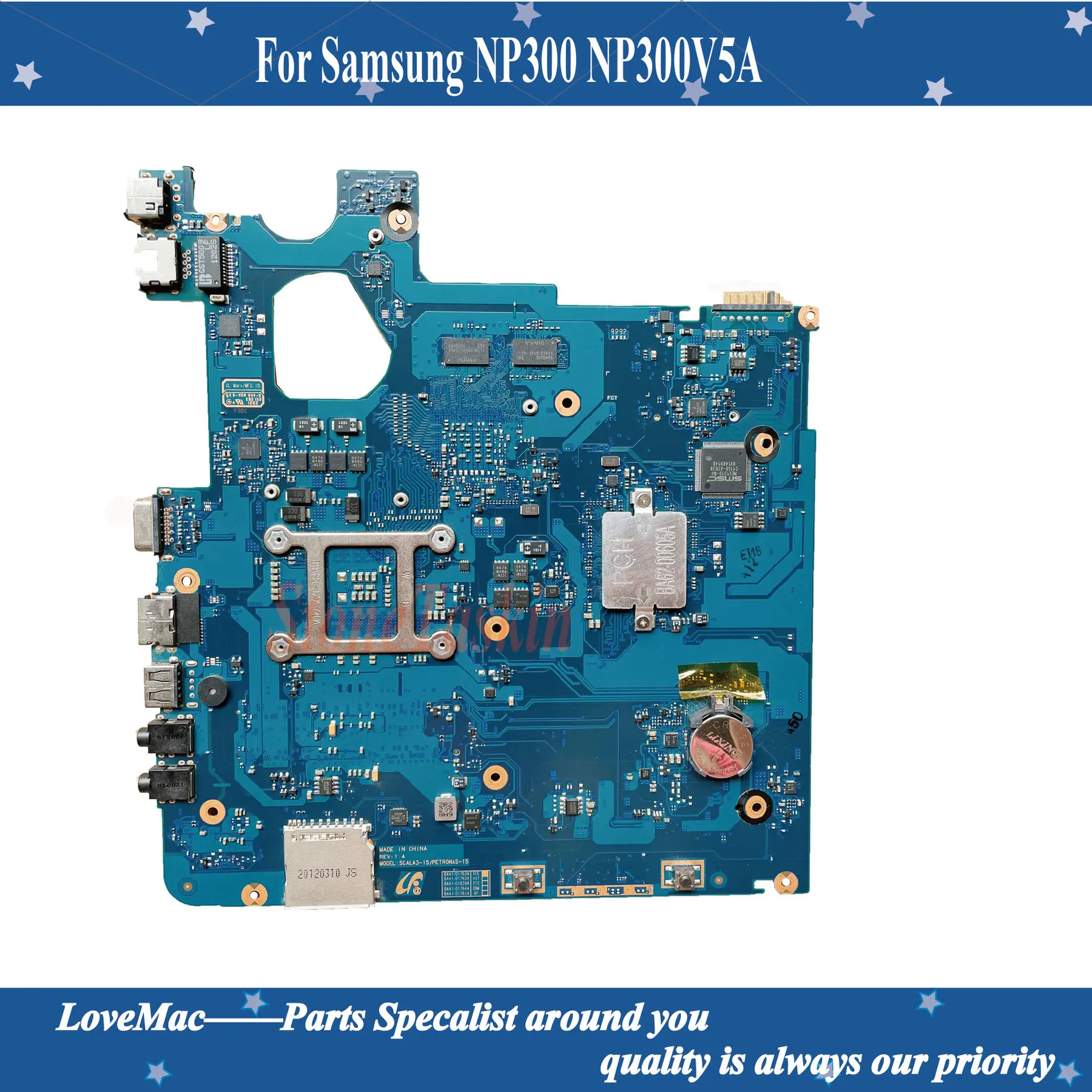 High quality For Samsung NP300V5A 300V5A Laptop Motherboard BA92-08465A GT 520MX 1GB HM65 DDR3 100% tested | Запчасти для