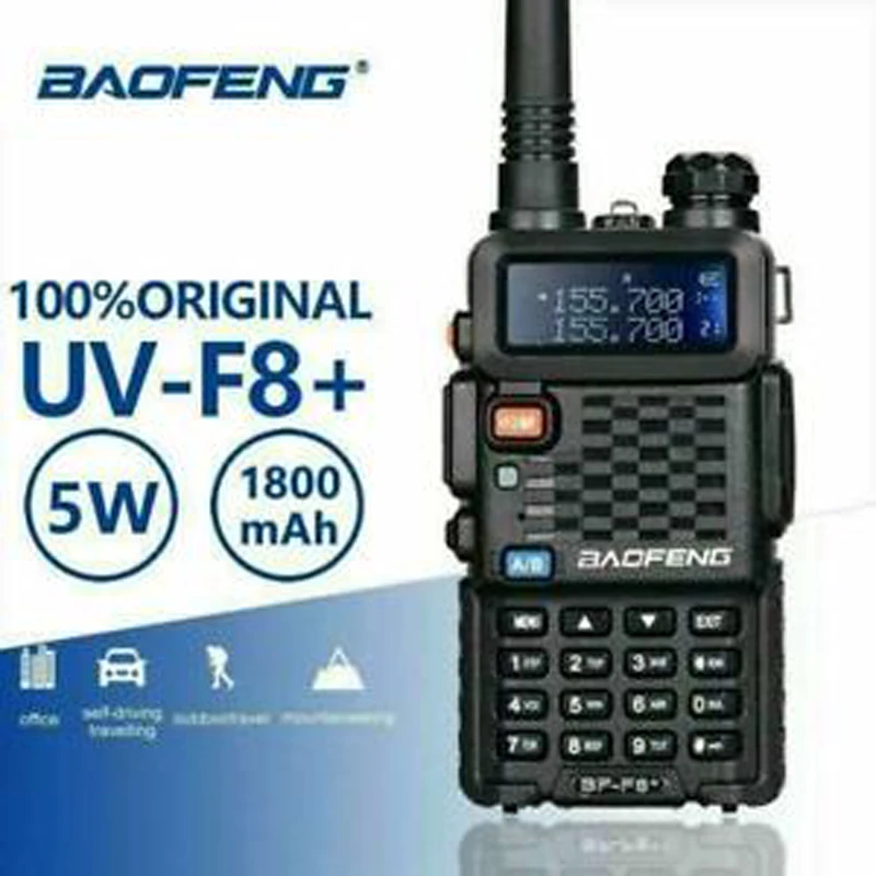 Портативная рация Baofeng UV-F8 + 5 Вт VHF/UHF, Двухдиапазонная портативная CB любительская радиостанция, сканер Intercome, передатчик для охоты