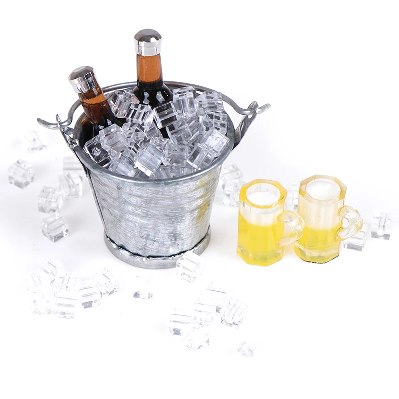 1/12 весы пивная бутылка ведро кубик льда чашки играть кукольный еда мебель