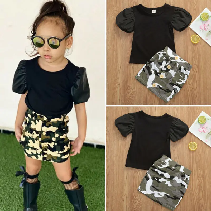 Комплект детской камуфляжной одежды топ с коротким рукавом и юбка комплект из 2