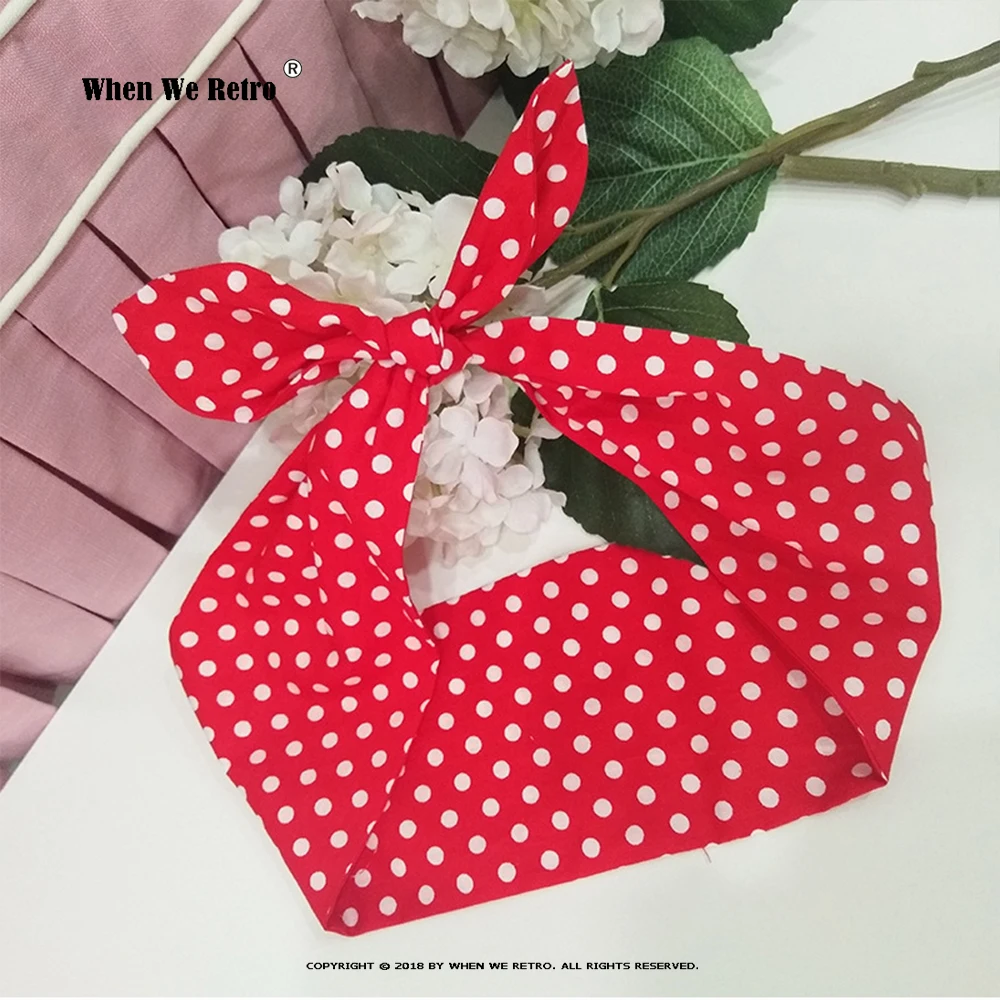 

Women Vintage 50s Red Polka Dots Headband Hair Accessories Hairband Bow Rockabilly Pinup Hair Band VD1892