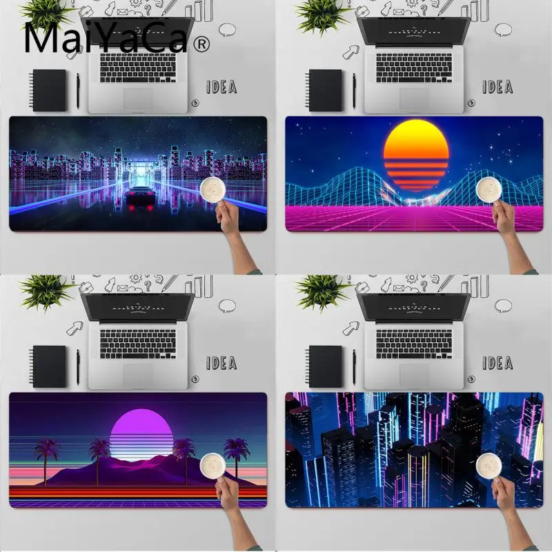 

MaiYaCa Neon Retrowave Night Office Mice Mouse Pad XXL Mouse Pad Laptop Desk Mat pc gamer completo for lol/world of warcraft