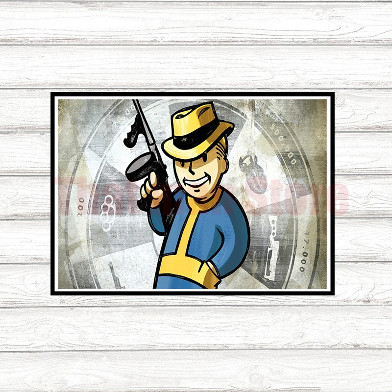 Постеры для игр Fallout 4 Высококачественные наклейки на стену принты с белым