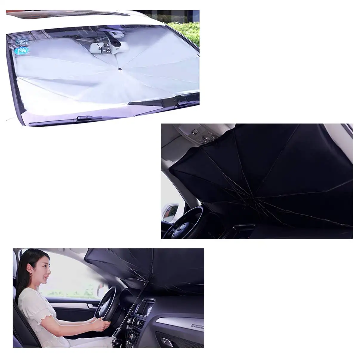 

Front Windshield Auto Sunshade Umbrella + 4Pcs Window Mesh Cover Sun UV Protector Parasol For Car