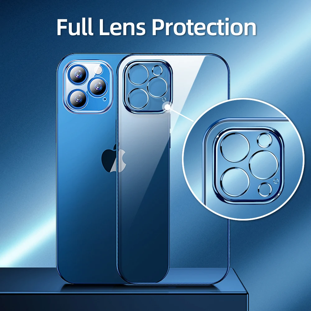 

Joyroom Clear Case For iPhone 12 11 Pro Max Back PC+TPU Shockproof Full Lens Protection Cover For iPhone 12mini Transparent Case