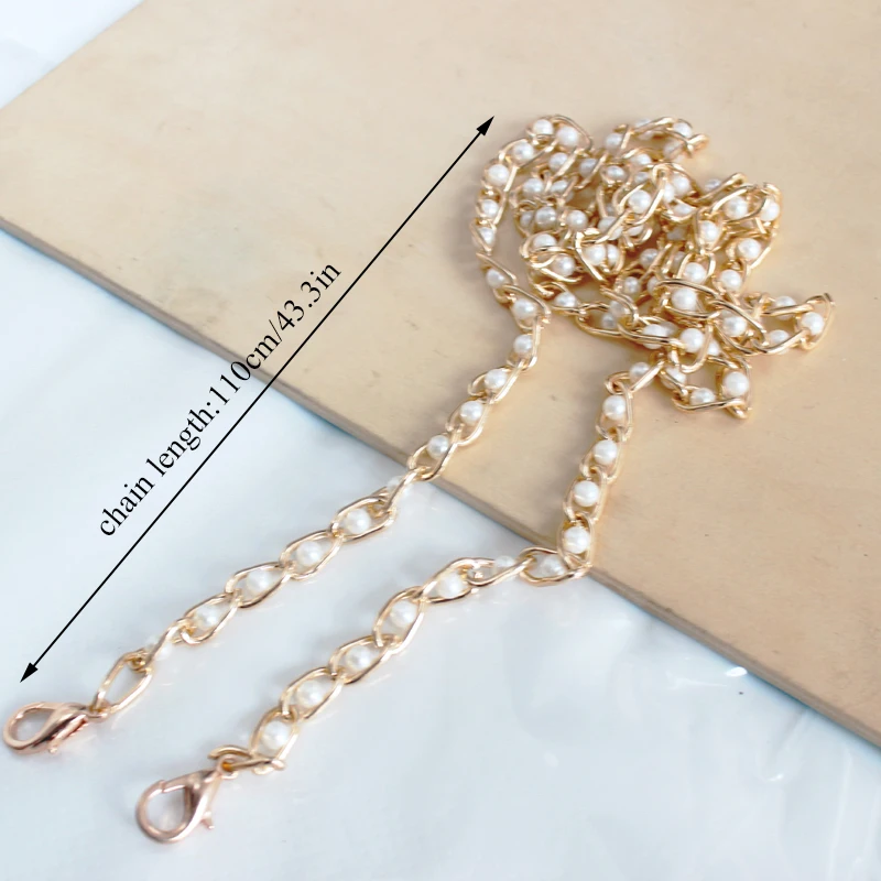40-120cm Women Imitated Pearl Bag Chain Replacement Long Crossbody Shoulder Bag Strap Handbag Female Handle Belt Bag Parts