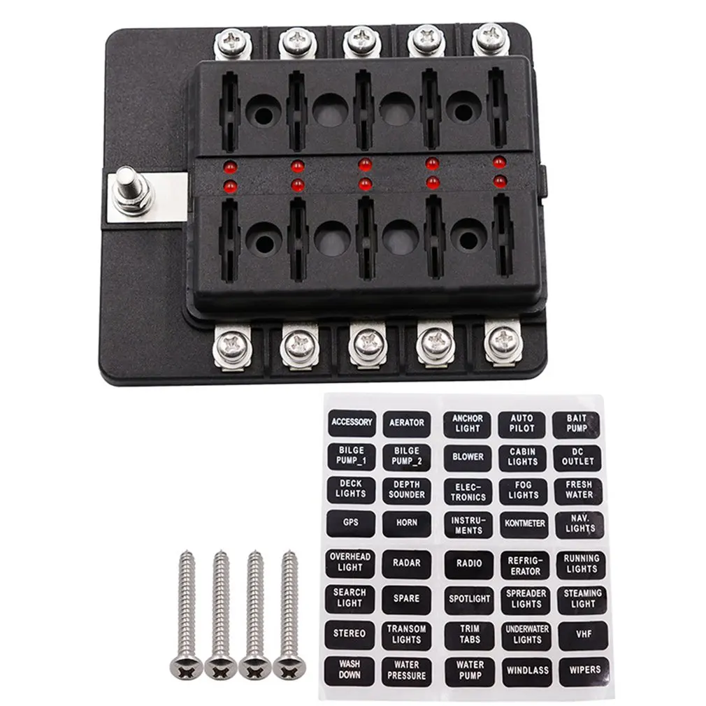 10 полосная предохранительная коробка лезвие держатель блока предохранителей