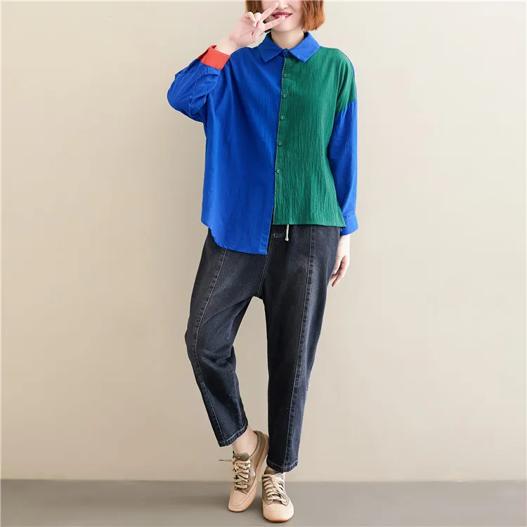 Женская свободная рубашка-блуза Повседневная Осенняя рубашка-Блуза