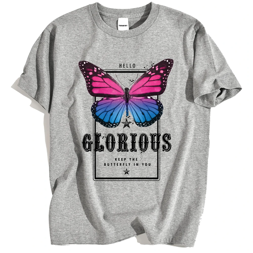 

Футболка мужская с принтом бабочек, смешная рубашка в стиле хип-хоп, топ оверсайз, мультяшная одежда, свободный крой, на лето