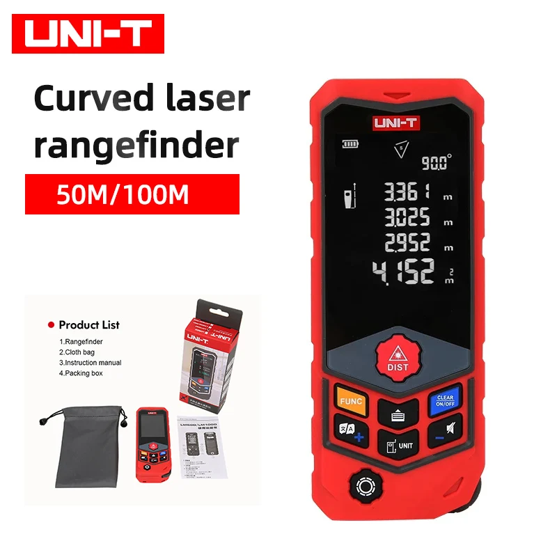 Ручной лазерный дальномер UNI T LM50D LM100D 50 м 100 изогнутый с работой от