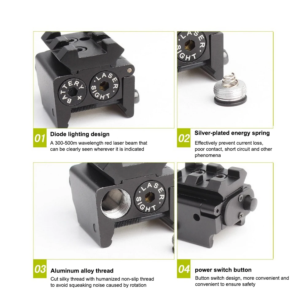 Лазерный прицел в красную точку с регулируемой компактной съемной направляющей