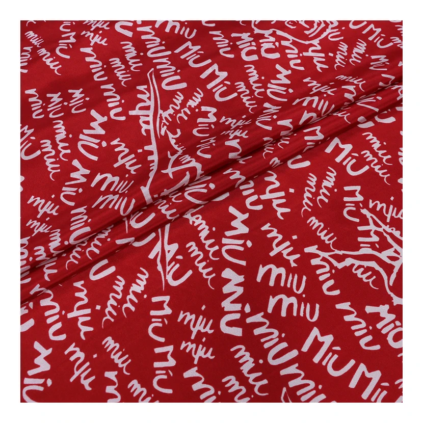 

Custom letter digital printing silk crepe de chine fabric skin-friendly mulberry silk clothing shirt dress silk fabric