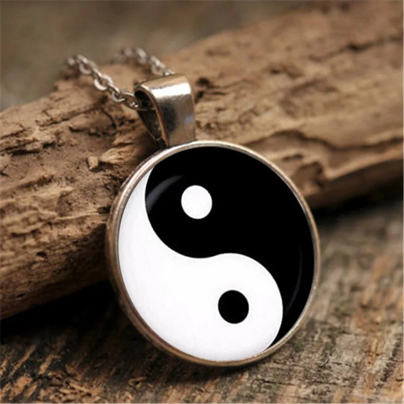 Стеклянный кабошон подвеска ожерелье YinYang TaiChi Художественные изображения Модная