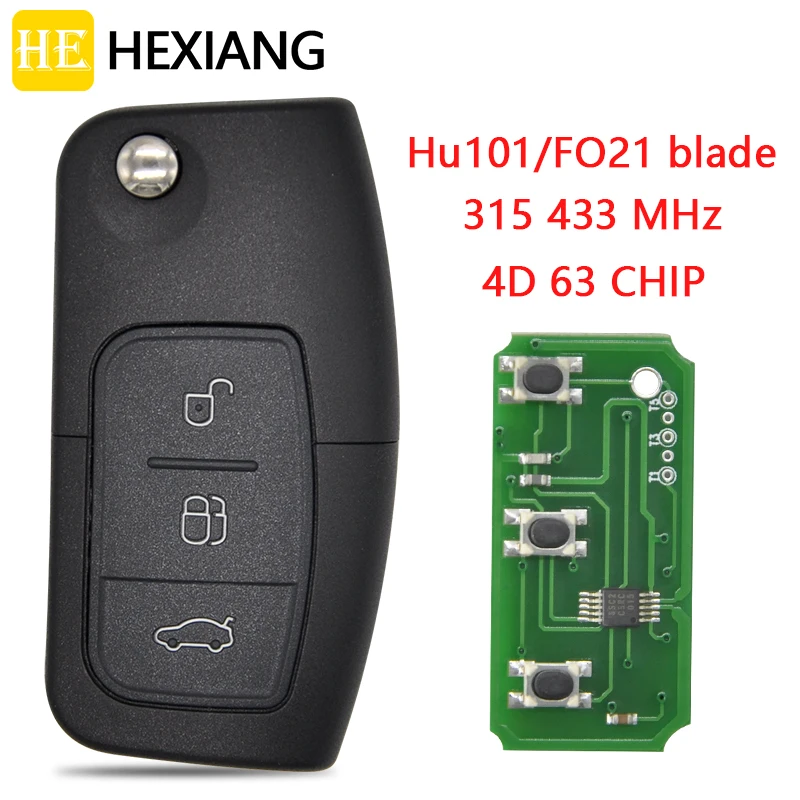 

Автомобильный Дистанционный ключ HE Xiang для Ford Focus Fiesta Fusion C-Max Mondeo Galaxy C-Max S-Max 315/434 МГц ID60 4D63 чип Автомобильный смарт-ключ