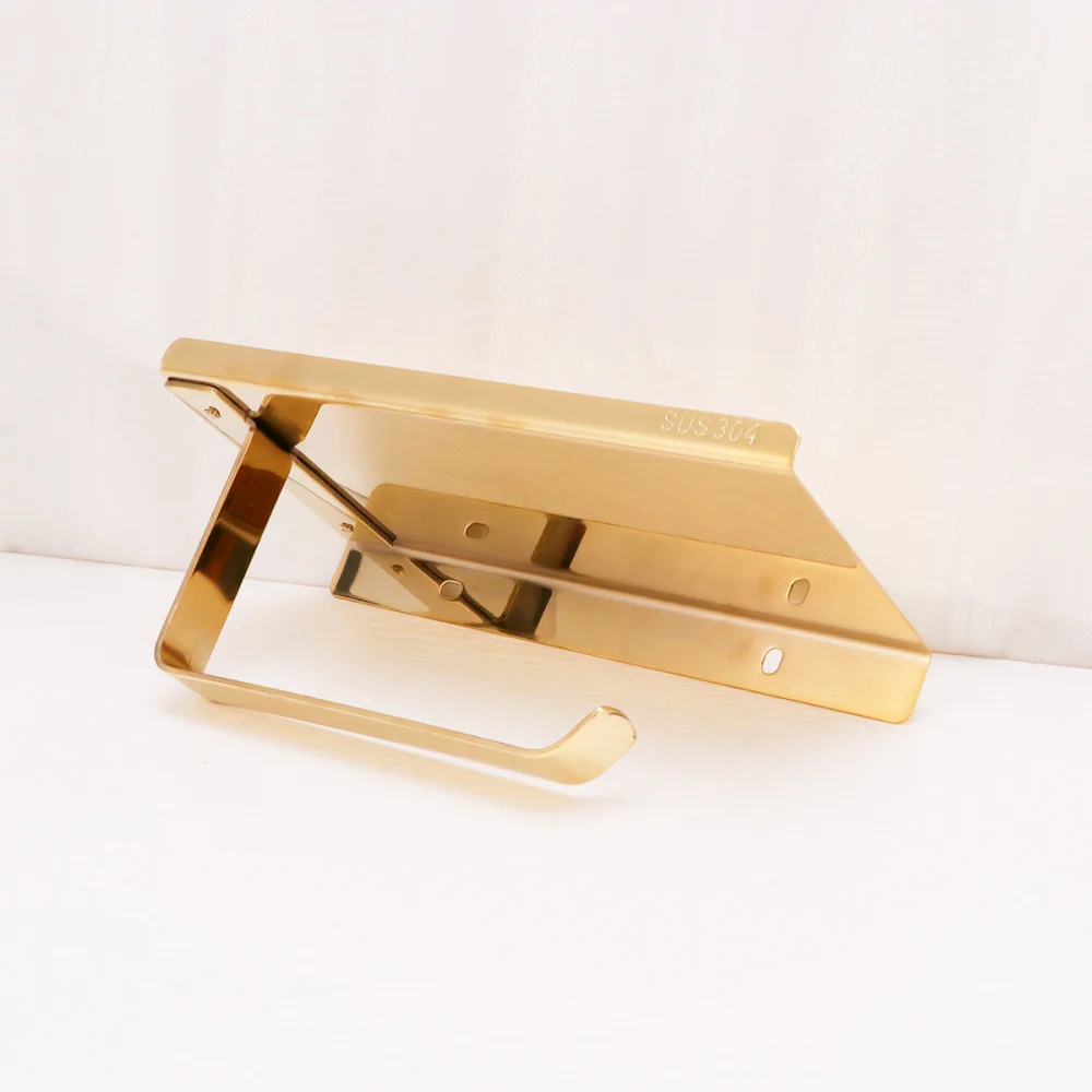

1PC Stainless Steel Roll Paper Stand Wall Mounted Roll Rack Phone Wallet Storage Rack