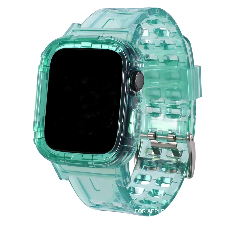 Горячий продавать прозрачный ремешок для Apple Watch серии 1 2 3 4 5 резиновый чехол Iwatch 38