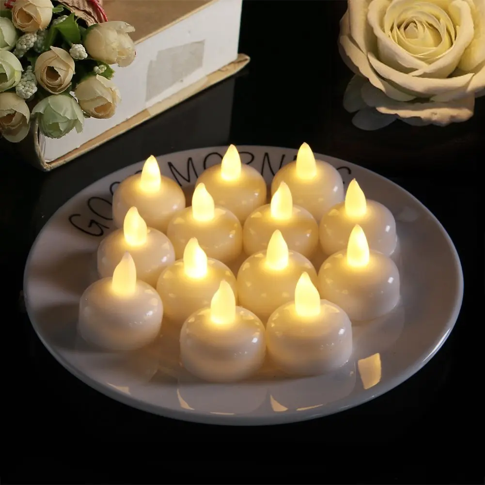 

Flameless Waterproof Candle Lamp Float on Water Led Plastic Floating Tea Lights Battery Operated Party Decor 6/12pcs