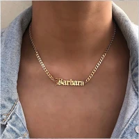 cuban chain name necklace for women and men nameplate jewelry stainless steel curb chain custom letter pendant necklace gift bff