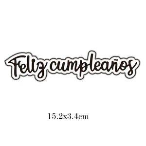 Spain Words "Feliz cumpleaños" Cut Dies Stencil and Stamps for DIY Scrapbooking Paper Album Craft Dies Template