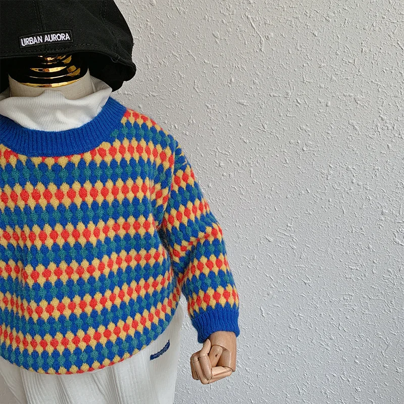 

Boys Sweaters New O-Neck Baby Stripe Pullover Knit Sweater Kids Cotton Clothes Autumn Winter Children Christmas Sweaters Casual