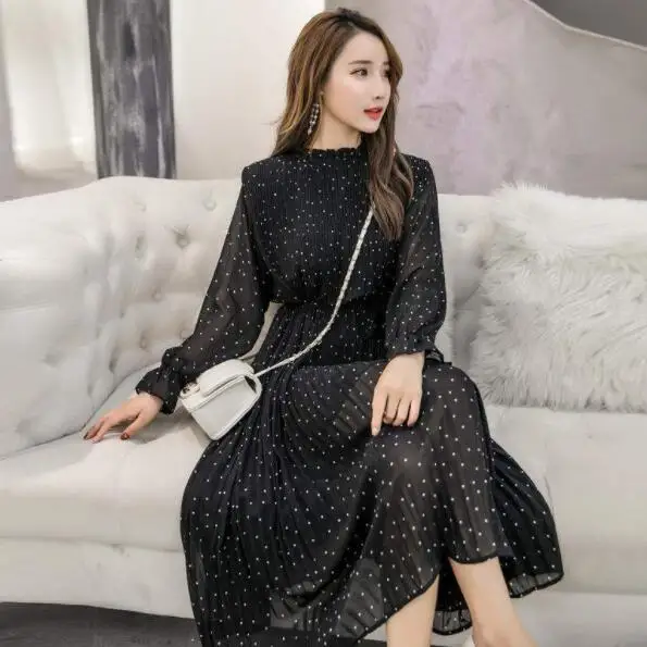 2020 весна лето платье с длинным рукавом OL женское винтажное трапециевидное в