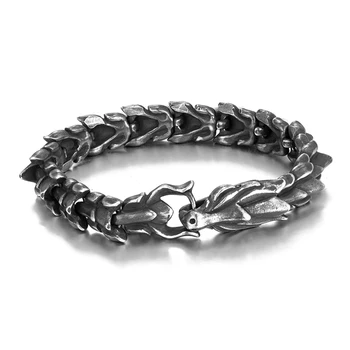 Viking Dragon Chain Bracelet - Oxidized Stainless Steel 2