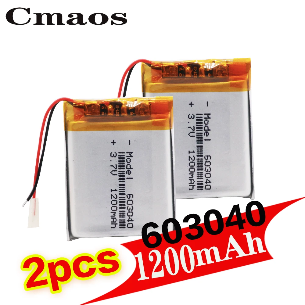 2 шт. 2021 Новый 603040 литий ионный Polymer1200mah Батарея 3 7 V Перезаряжаемые 1200mah полимерный