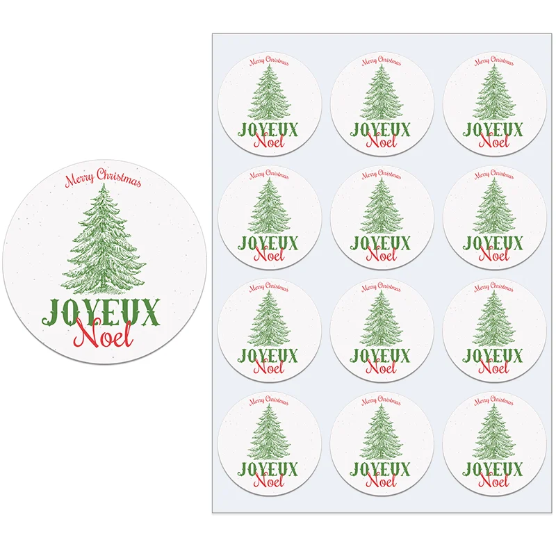 Merry Christmas French Joyeux Noel подарочные уплотнительные наклейки самоклеющиеся Новогодние