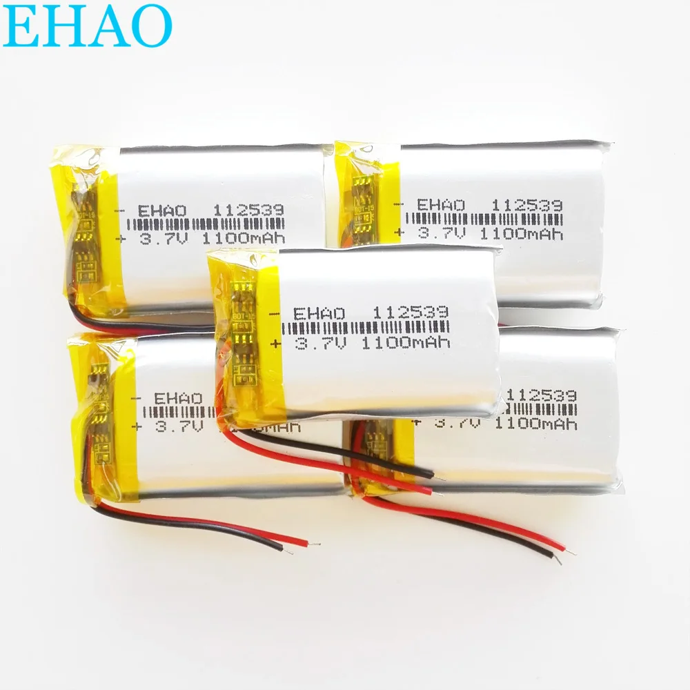 

5 pcs 3.7V 1100mAh Lithium Polymer LiPo Rechargeable Battery 112539 For Mp3 Camera DVD GPS mobile electronic part