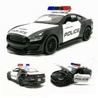 132 high simulation shelby police alloy car sound and light pull back boy educational toy car model for children gifts toys