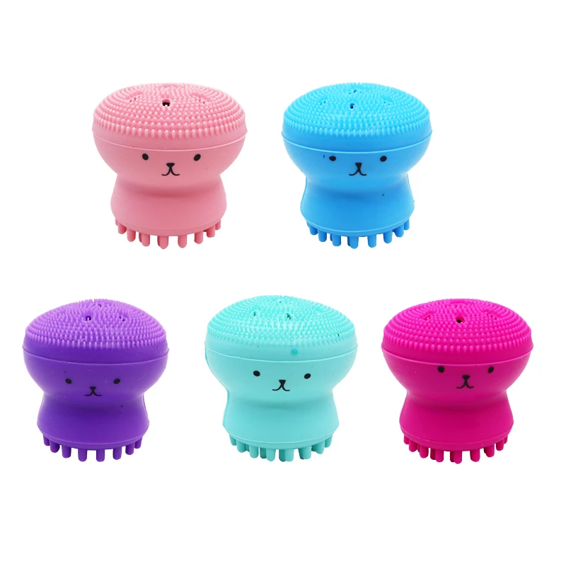 Beauty Face Skin Care Cleaning Tools Cute Octopus Jellyfish Facial Cleansing Brush Puff Massage Exfoliating Wash Tool | Красота и