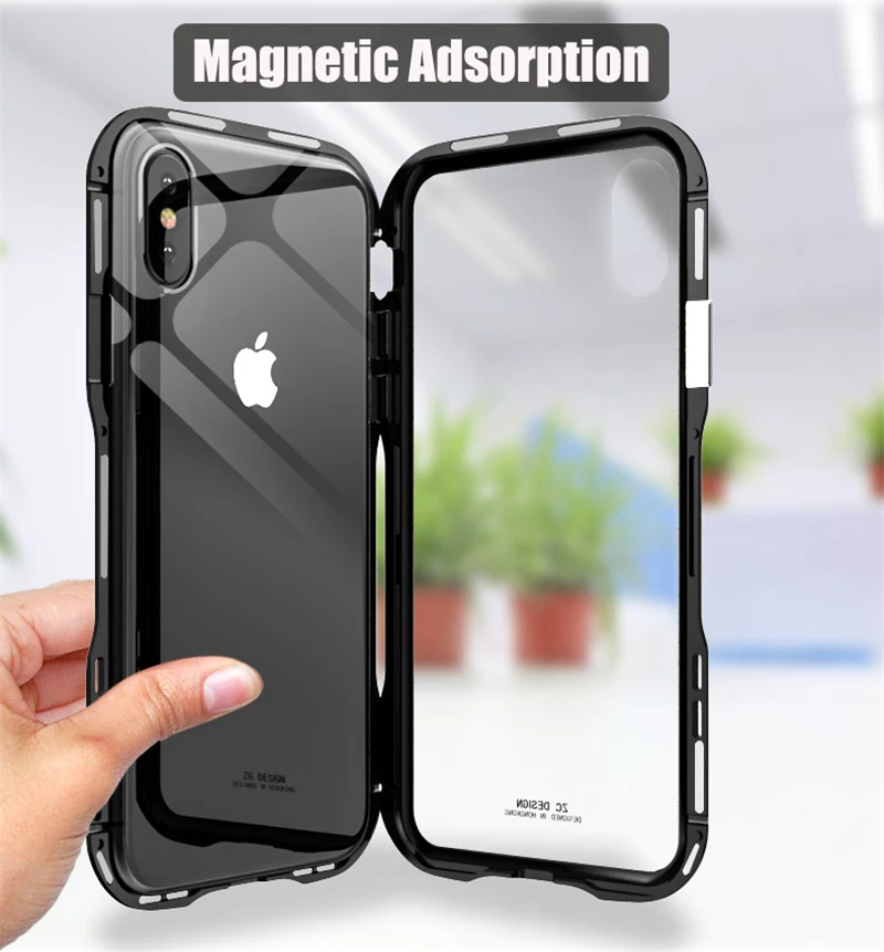 Новая версия металлический адсорбционный Магнитный чехол для Coque iPhone X Магнето со