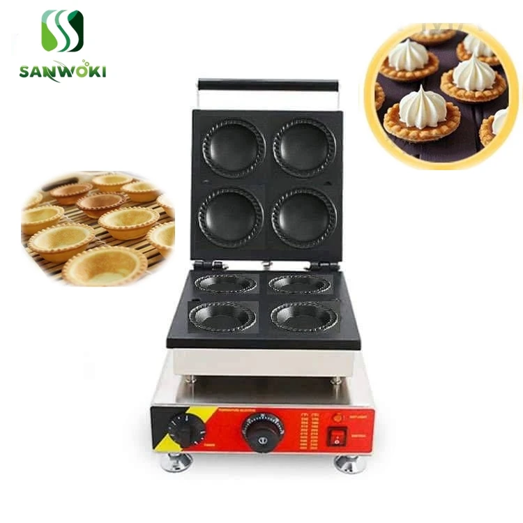 Commercial Tartlet Shell Forming Machine 4pcs Round Shape Ice Cream Egg tart shell machine Bubo pie waffle machine