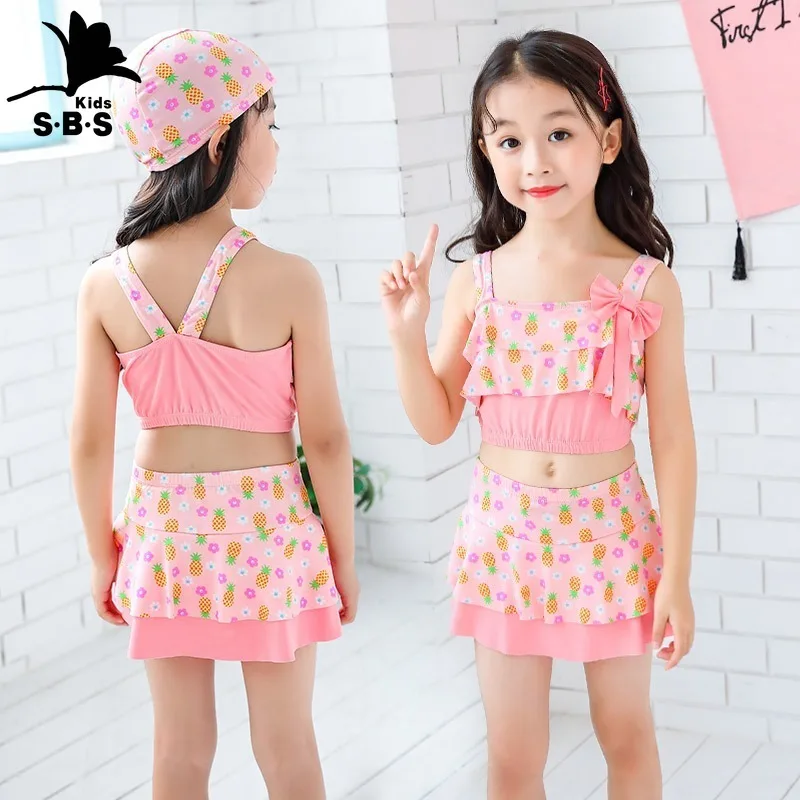 Летний детский купальник для девочек раздельная юбка детей среднего и большого