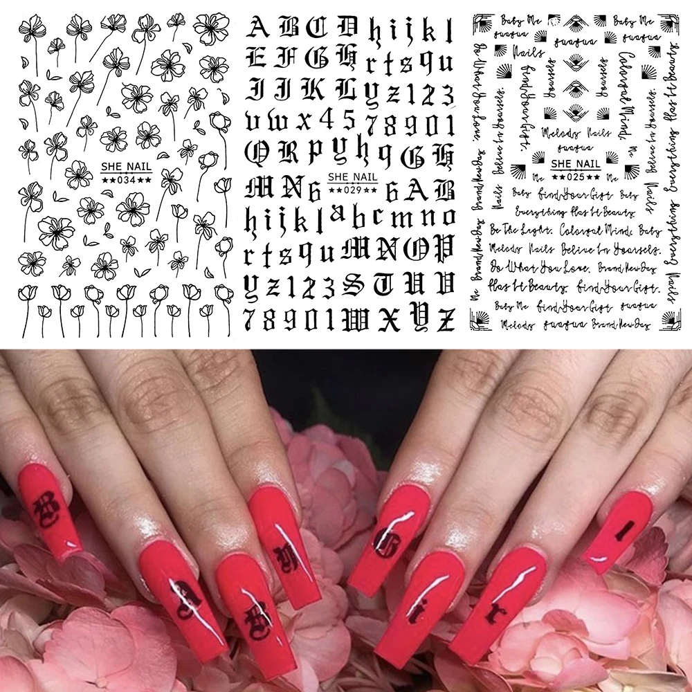 1 лист 3D Алфавит зернистость буквы Черное золото клейкая наклейка красота