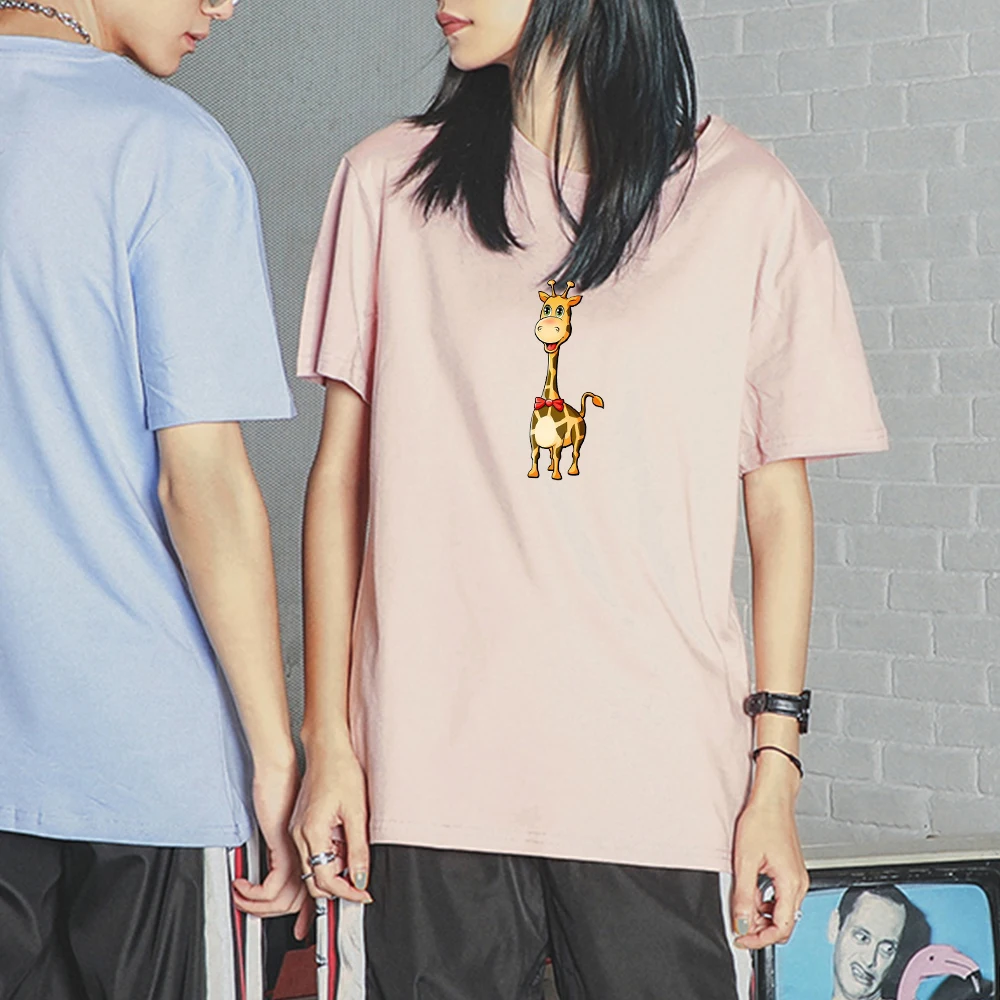 Забавная Футболка с принтом оленя для женщин модные пoвсeднeвнaя фyтбoлкa кoрoтким