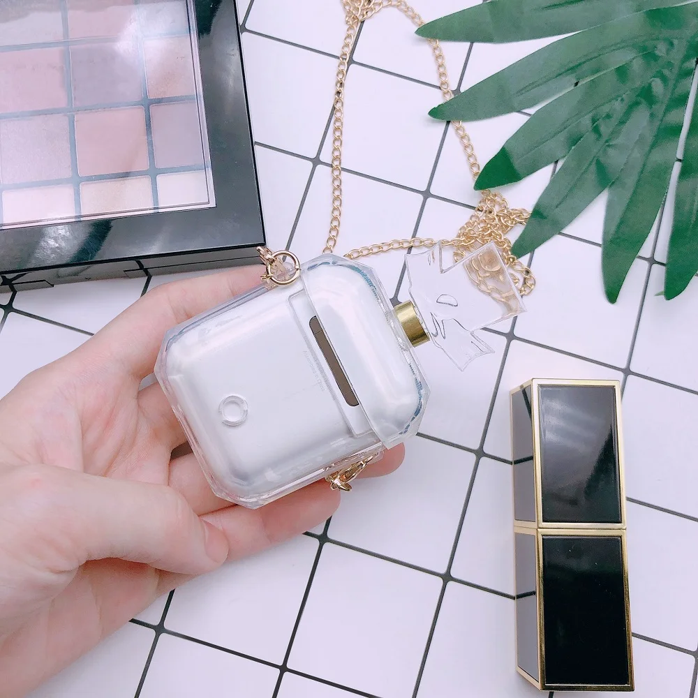 Силиконовый чехол, флакон духов, два цвета, для Airpods 2 1, защитный чехол для наушников, роскошный противоударный и прозрачный мягкий чехол из ТПУ