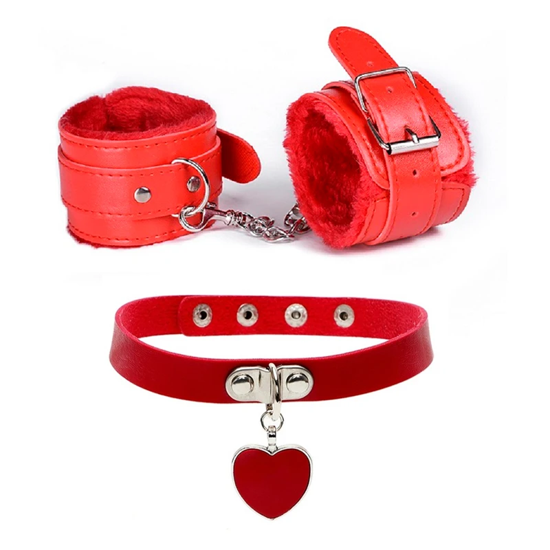 БДСМ связывющий бондаж воротник и кожаные наручники экзотические аксессуары