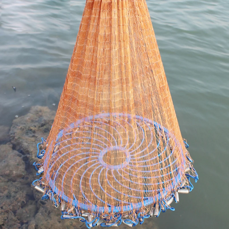 XC LOHAS Hand Cast Fishing Net With Sinkers Upgraded Flying Disc American Network Casting For | Спорт и развлечения