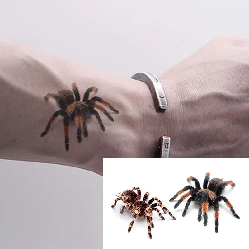 3D Паук тату Скорпион Временные татуировки наклейки для Хэллоуина искусственные