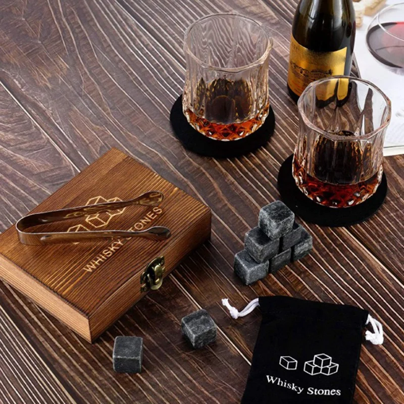 Whiskey Stone Gift Set Whisky Stones in Luxury Wooden Box Gifts for Men Keep Bourbon Chilled | Дом и сад