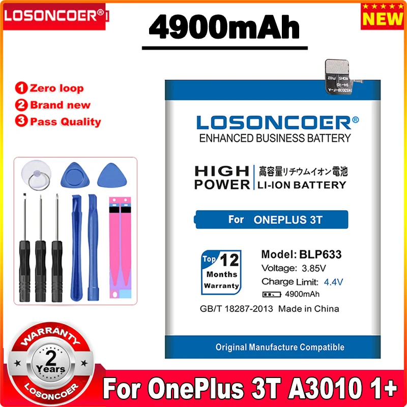 LOSONCOER 4900 мАч BLP633 Высококачественный аккумулятор для OnePlus 3T A3010 1 + Phone 3|Аккумуляторы
