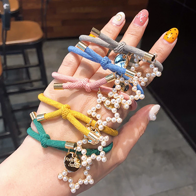 

Women Hair Rope Korean Fashion Female Pearl Hair Band Five-pointed Star Simple Hair Tie Headdress Hair Accessories Ornaments